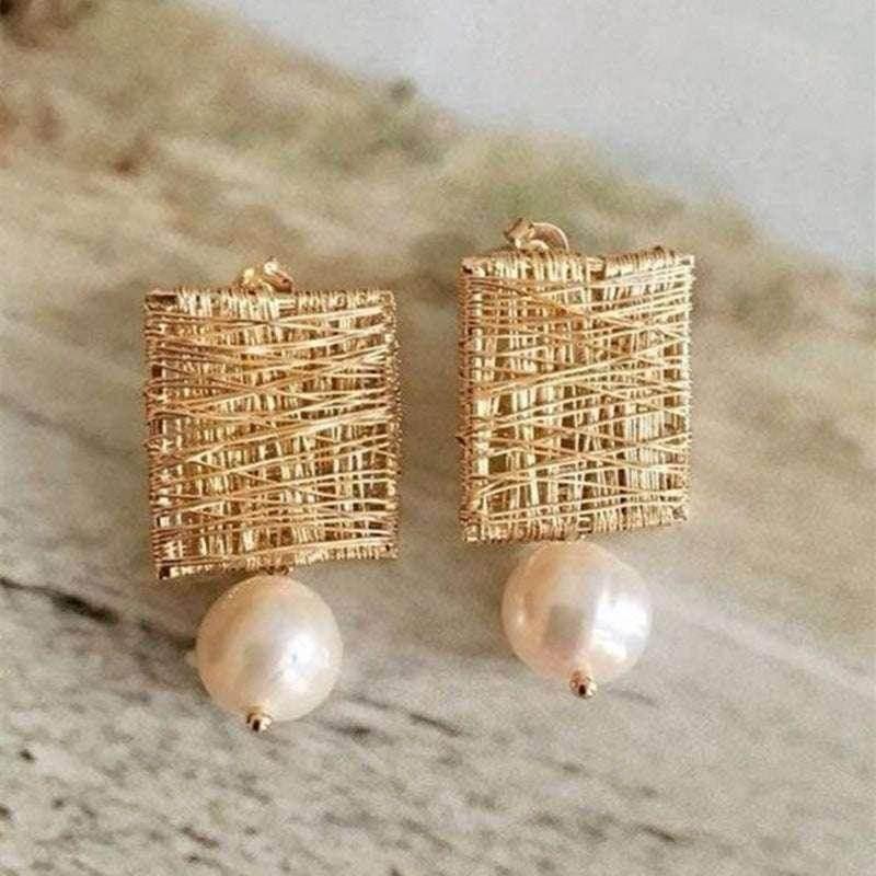 Handmade Gold Pearl Drop Earrings for Women - ZA-Zola