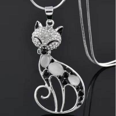 Crystal Cartoon Fox Cat Necklace – Opal Shine - ZA-Zola