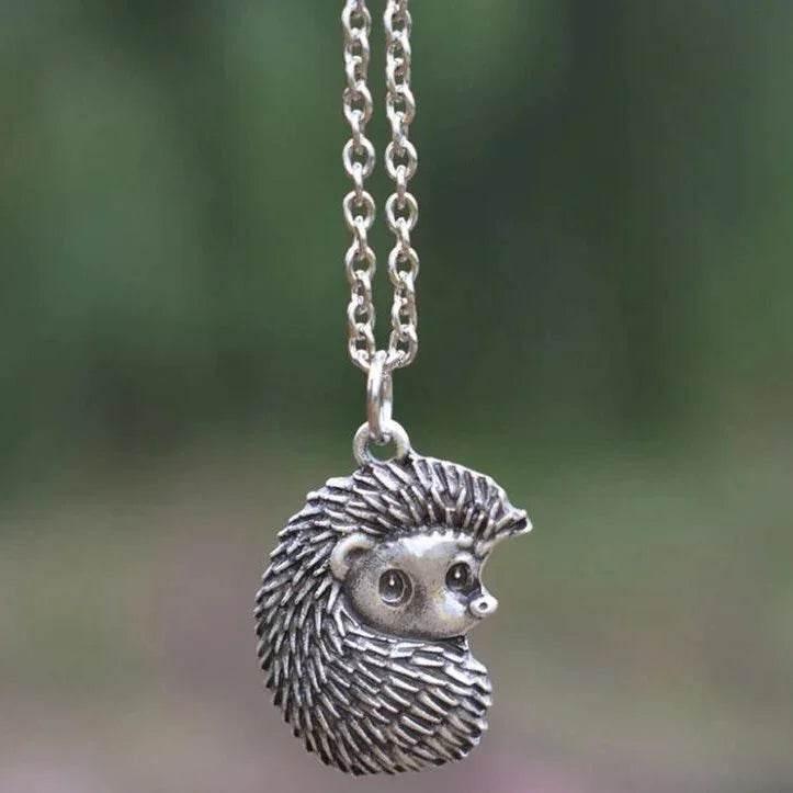 Retro Hedgehog Silver Pendant Necklace Unisex - ZA-Zola
