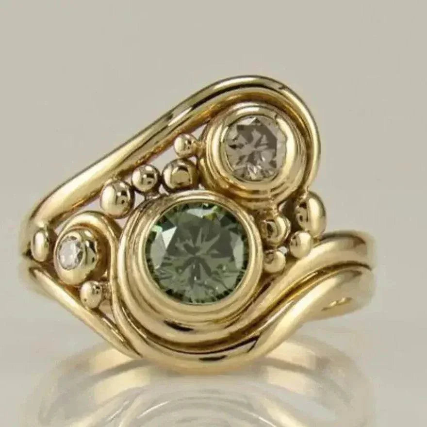 Geometric Retro Hollow Ring in Gold – Unisex Style - ZA-Zola