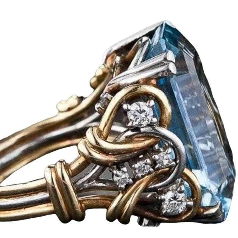 French Retro Geometric Zircon Ring | Gold Unisex Ring - ZA-Zola