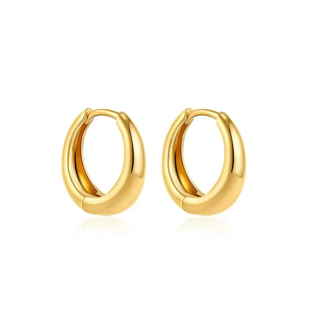 18K Gold Glossy Simple Hoop Earrings for Women - ZA-Zola