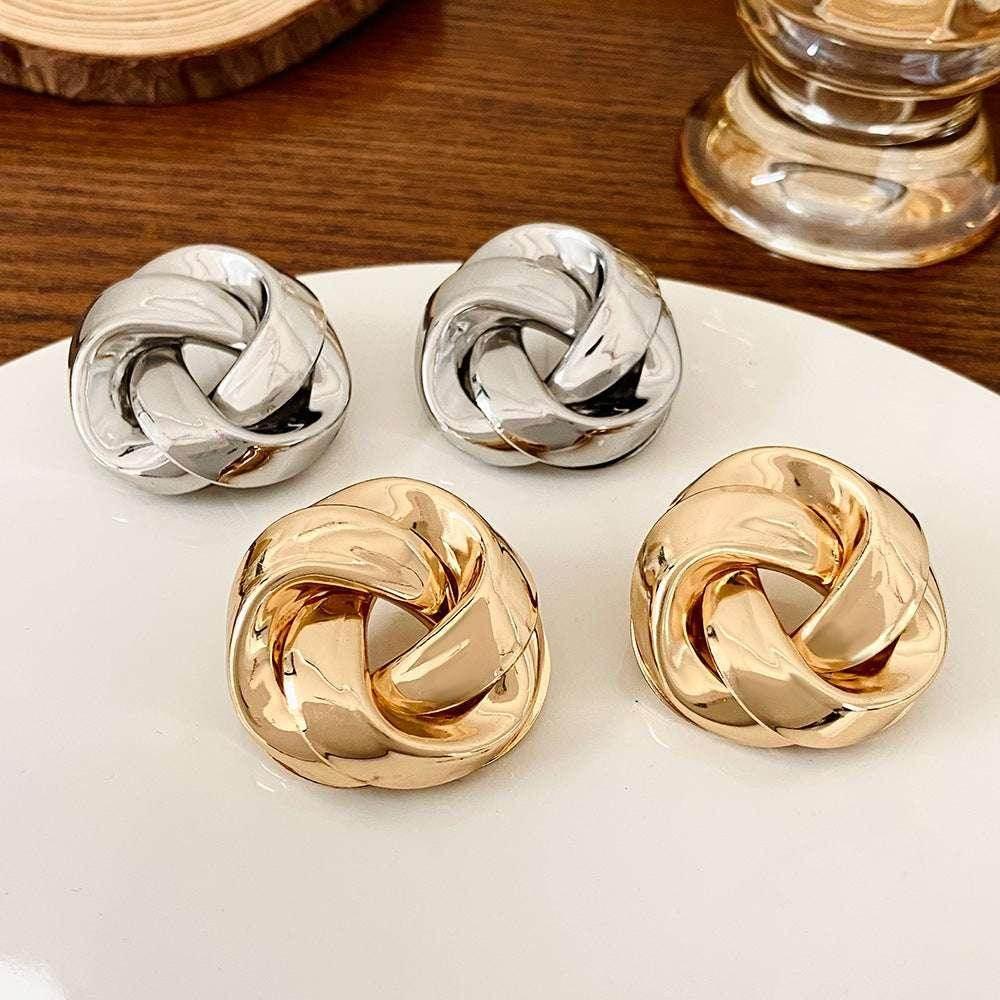 Retro Twisted Alloy Stud Earrings for Women - ZA-Zola