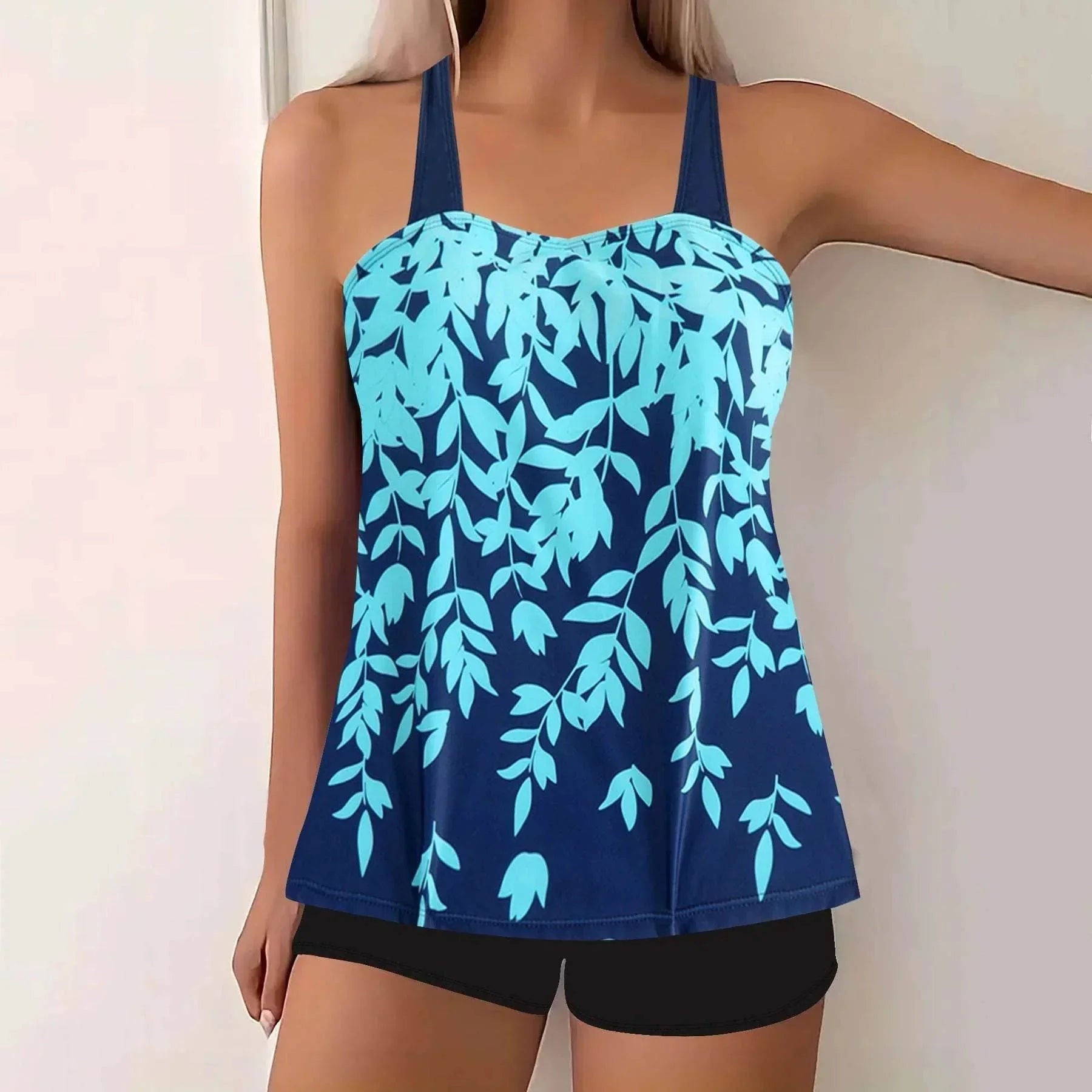Split Leaf Print Bikini Swimsuit – Plus Size (S–5XL) - ZA-Zola