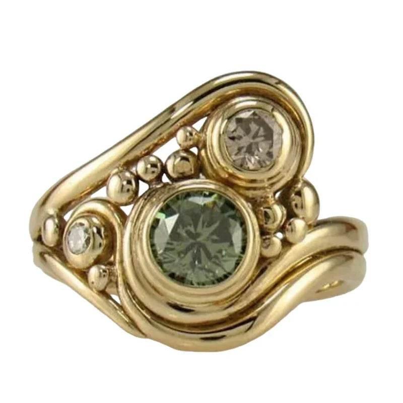 Geometric Retro Hollow Ring in Gold – Unisex Style - ZA-Zola