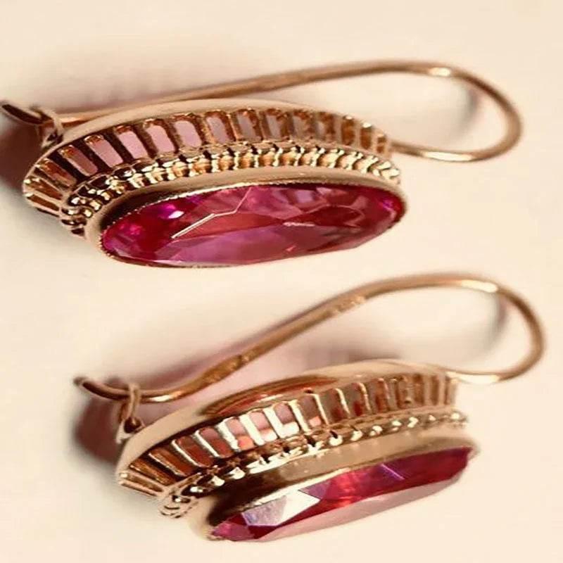 18K Gold Red Gem C-Type Ear Clip for Women - ZA-Zola