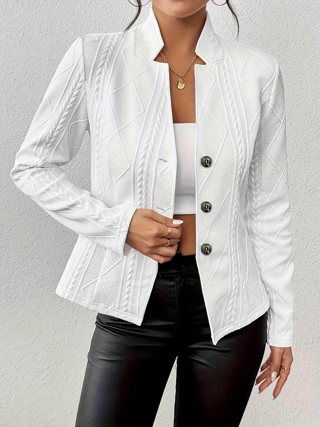 Women’s Slim Blazer Jacket with Stand Collar - ZA-Zola