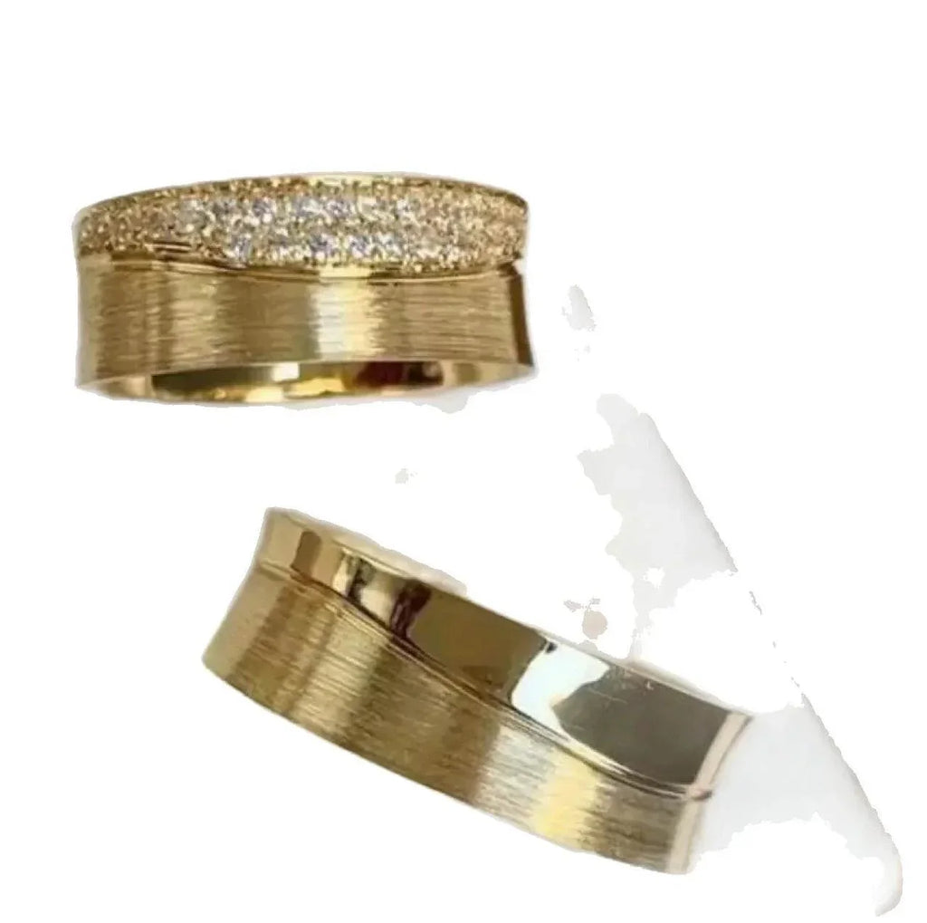 Gold Plated Wide Zircon Brass Ring for Women - ZA-Zola