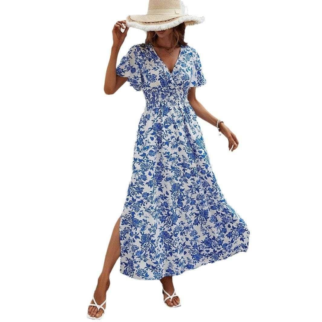 V-Neck Flounced Slimming Dress – Plus Size Women - ZA-Zola