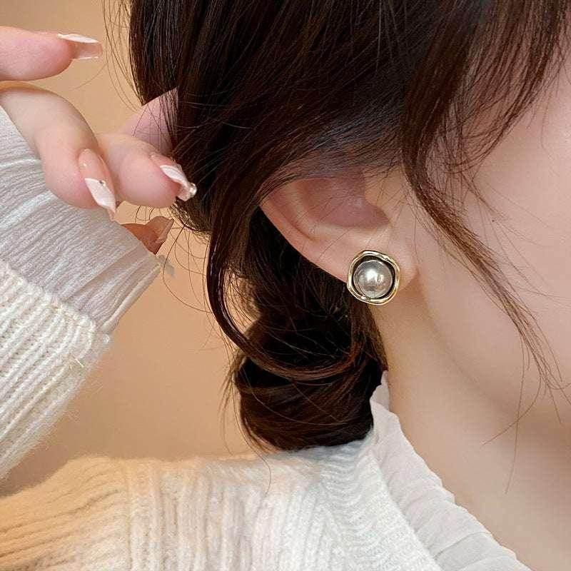 Elegant Gray Pearl Stud Earrings for Women - ZA-Zola