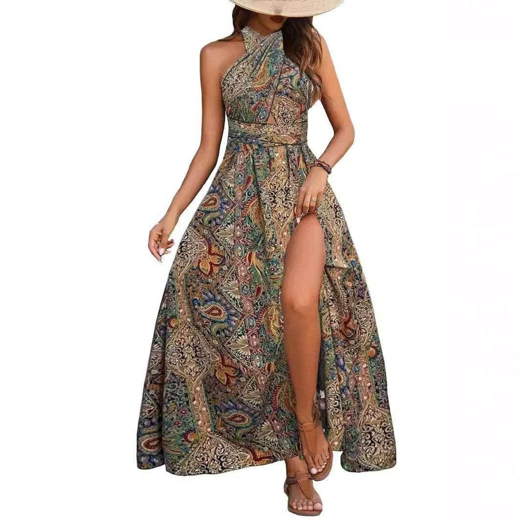 Bohemian Backless Lace-Up Maxi Dress – Graceful & Free-Spirited - ZA-Zola