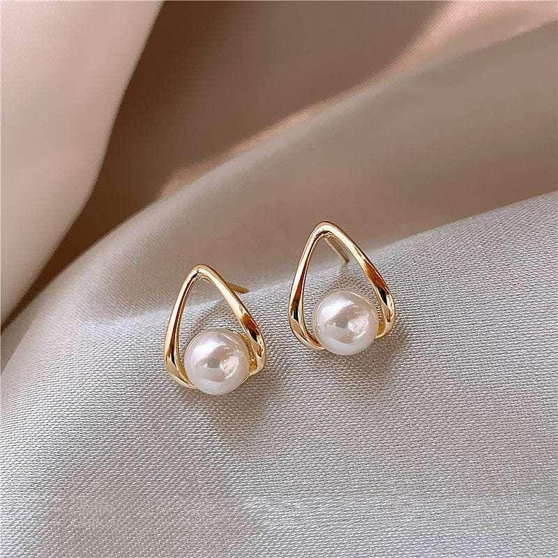 Trendy Drop Pearl Stud Earrings with Silver Needle - ZA-Zola