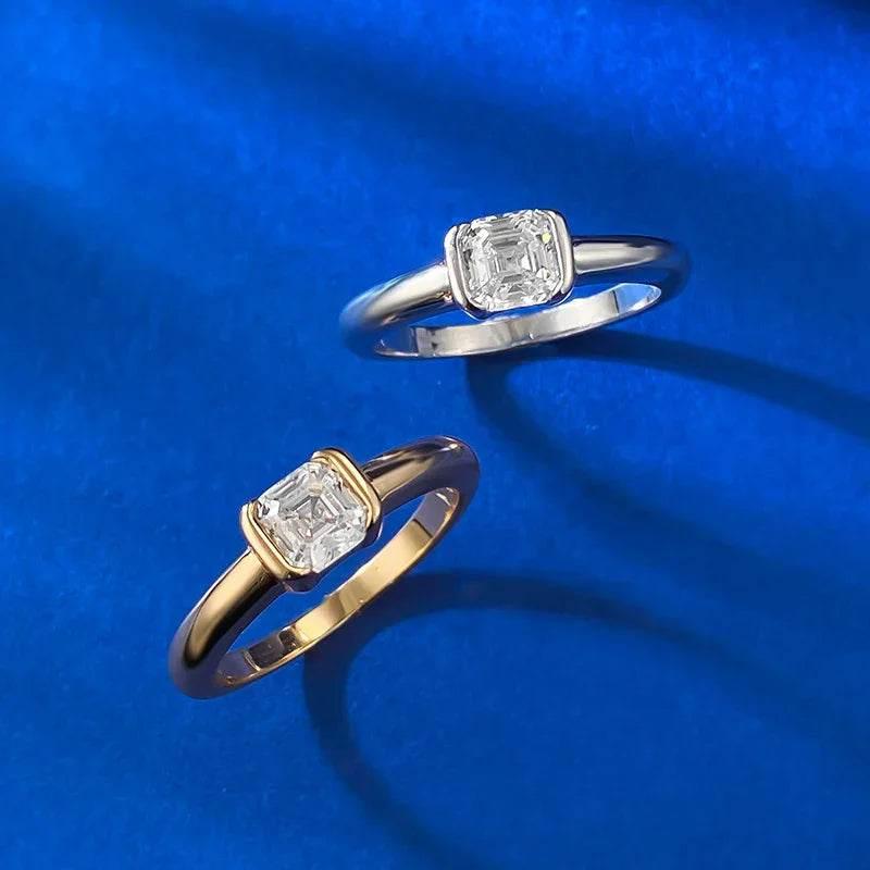 Pagoda Cut White Diamond 925 Silver Ring - ZA-Zola