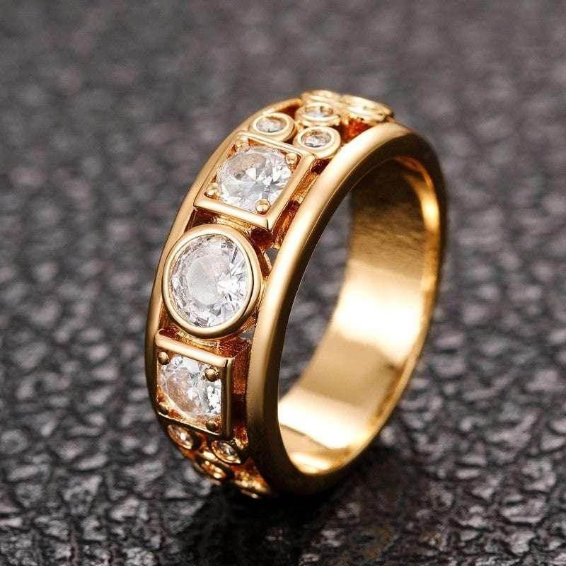Geometric Round & Square Gold Ring for Women - ZA-Zola