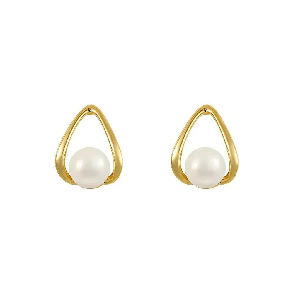 Trendy Drop Pearl Stud Earrings with Silver Needle - ZA-Zola