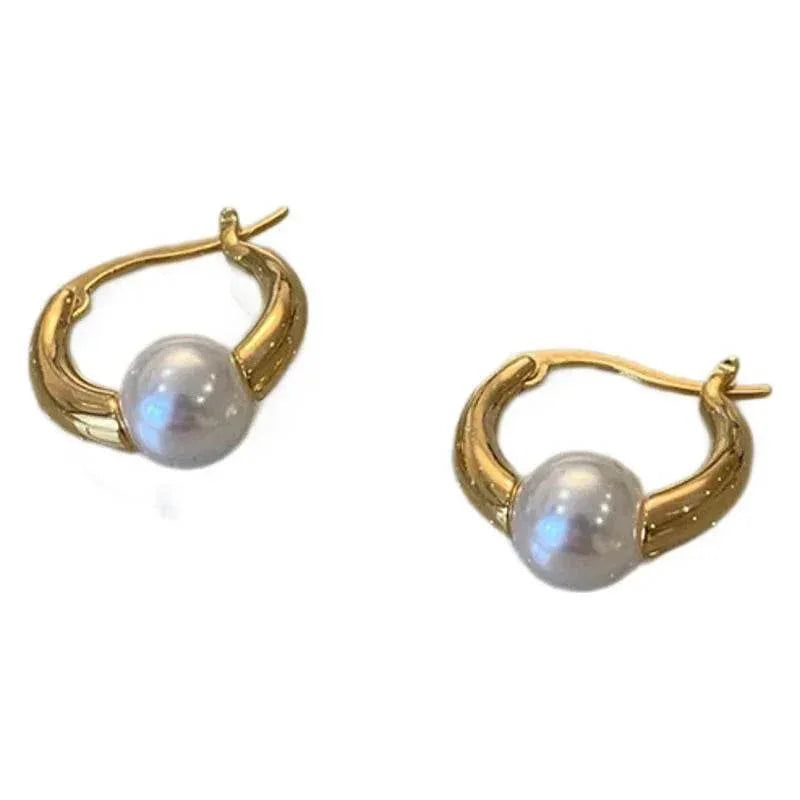 Retro Round Pearl Metallic Earrings for Women - ZA-Zola