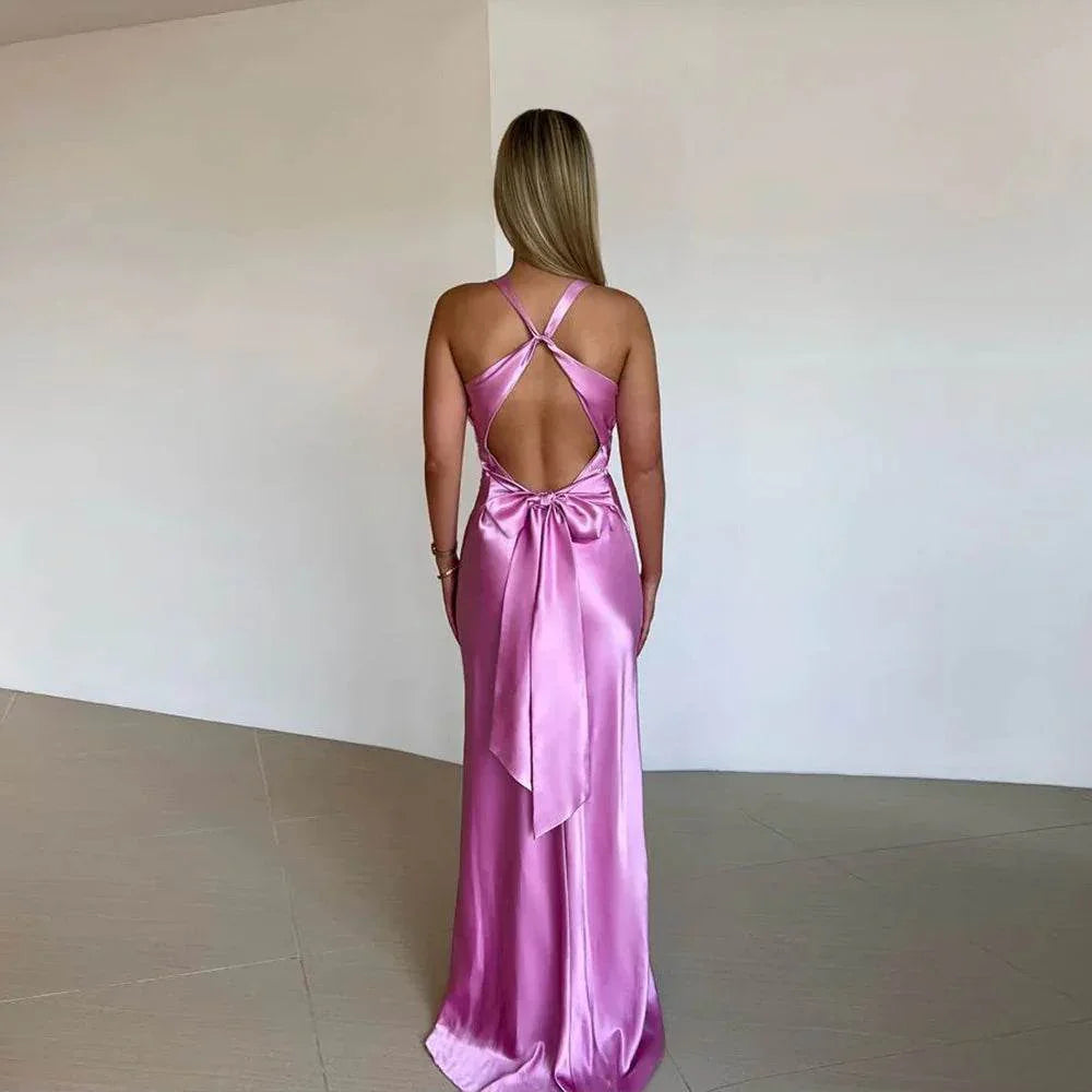 Satin Slim Fit A-Line Dress – Elegant & Sleek - ZA-Zola
