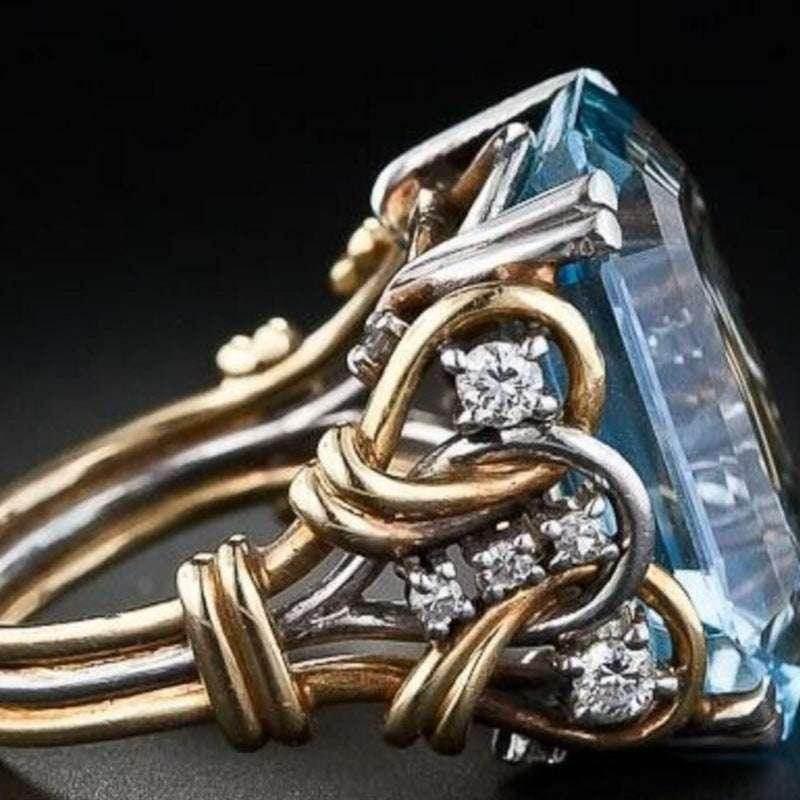 French Retro Geometric Zircon Ring | Gold Unisex Ring - ZA-Zola