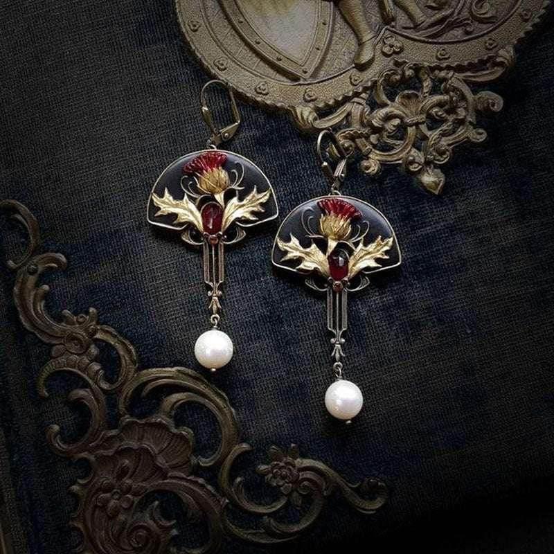 Retro Pearl Fan Tassel Earrings for Women - ZA-Zola