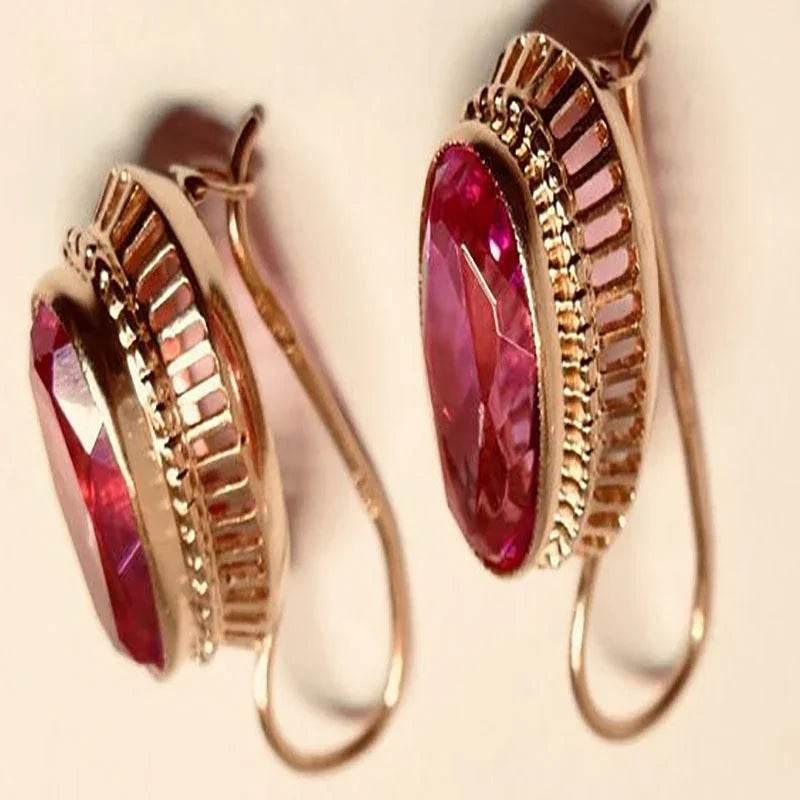 18K Gold Red Gem C-Type Ear Clip for Women - ZA-Zola