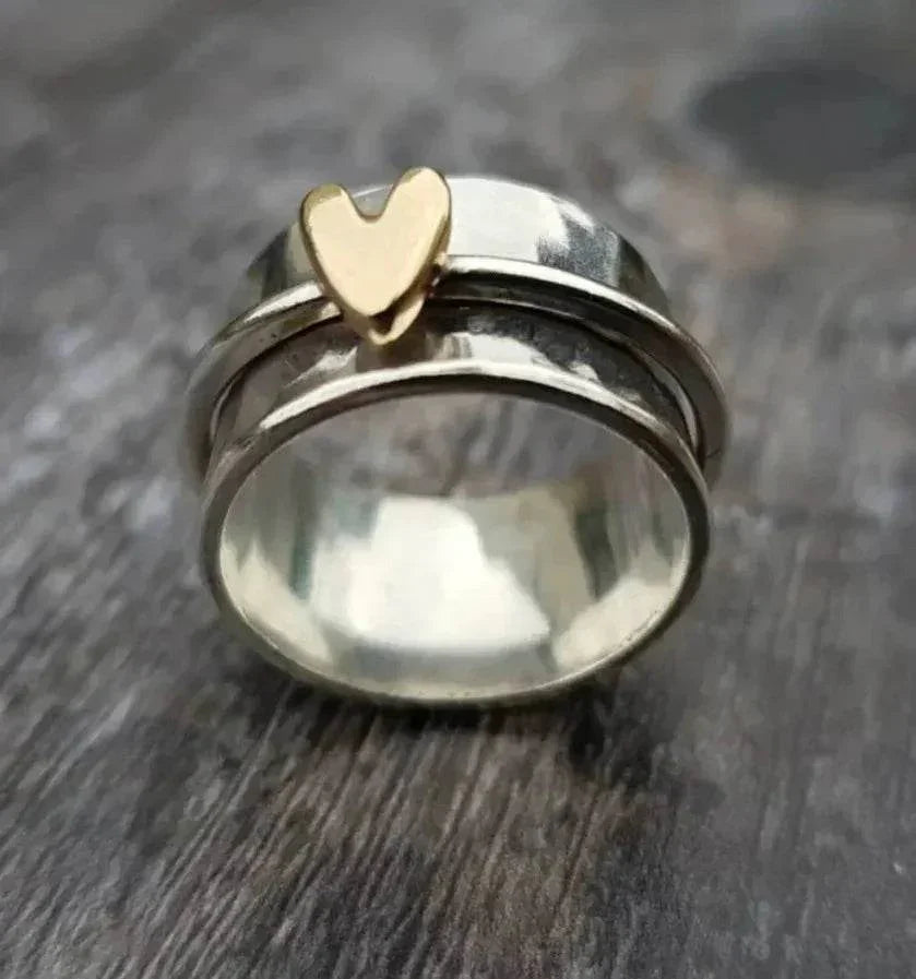 Rotatable Heart Ring – Retro Stress Relief Style - ZA-Zola