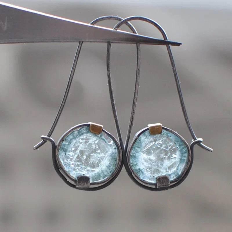 Moonstone Blue Retro Round Earrings for Women - ZA-Zola