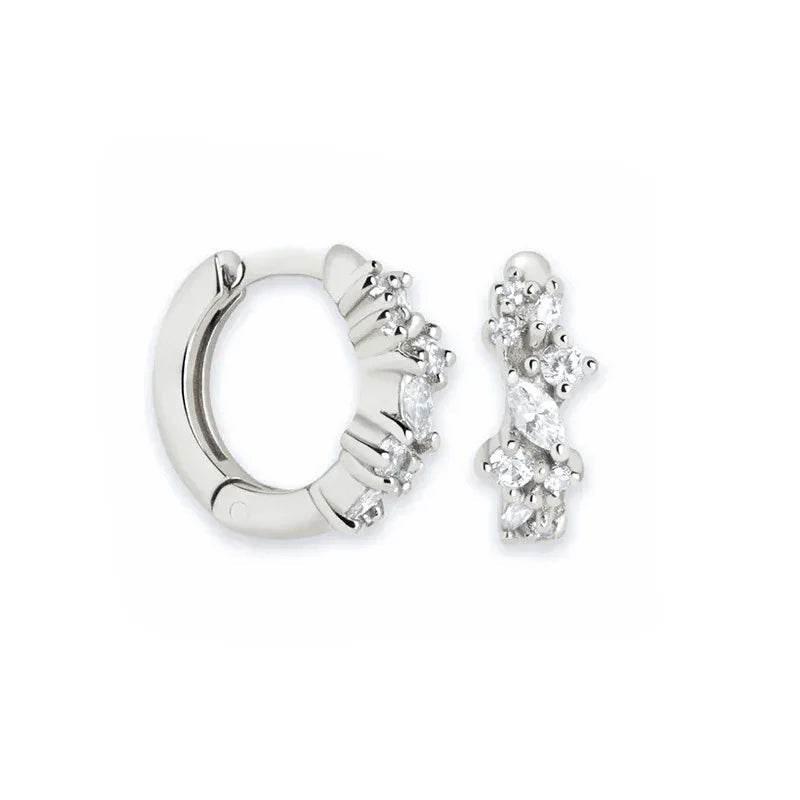 Sterling Silver Needle Irregular Zircon Earrings - ZA-Zola