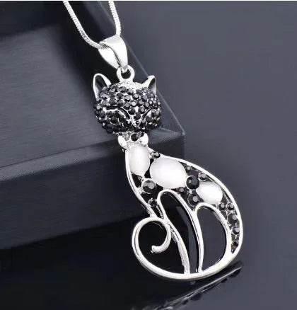 Crystal Cartoon Fox Cat Necklace – Opal Shine - ZA-Zola