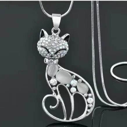 Crystal Cartoon Fox Cat Necklace – Opal Shine - ZA-Zola