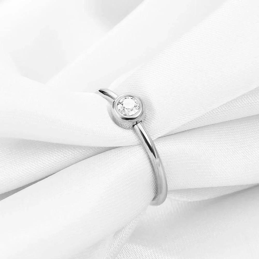Elegant 2MM Titanium Steel Diamond Ring, Couples - ZA-Zola