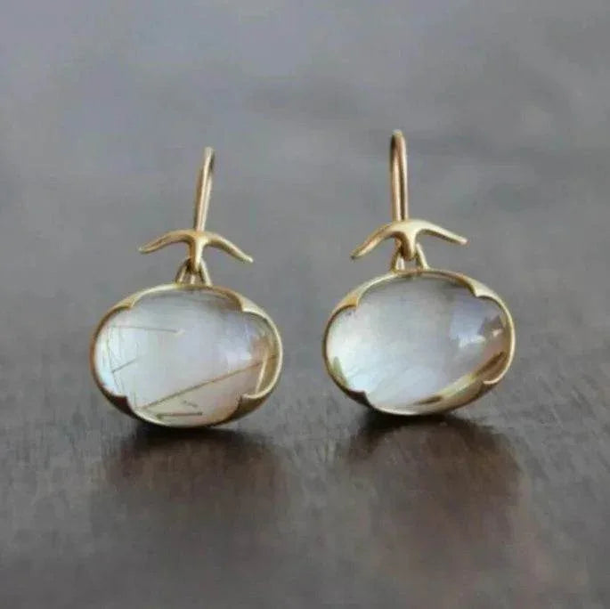Elegant Gold Oval Stud Earrings for Women - ZA-Zola