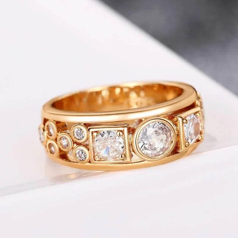 Geometric Round & Square Gold Ring for Women - ZA-Zola