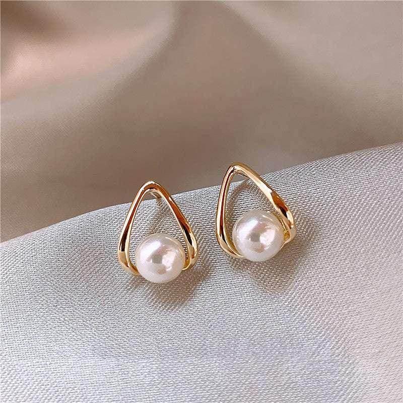 Trendy Drop Pearl Stud Earrings with Silver Needle - ZA-Zola