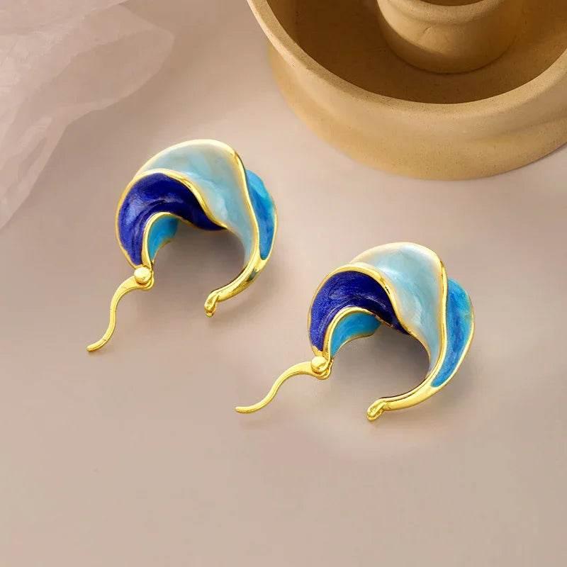Retro Spiral Enamel Stud Earrings for Women - ZA-Zola