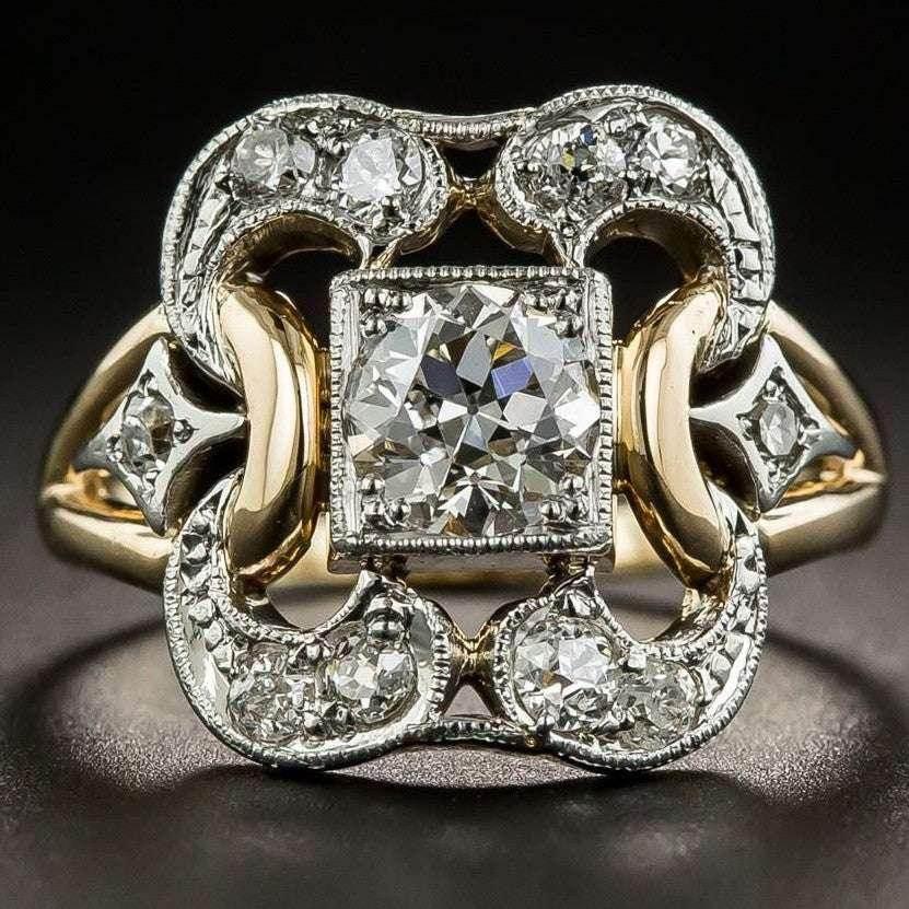 Retro Geometric Gold Zircon Ring for All Genders Retro Ring - ZA-Zola