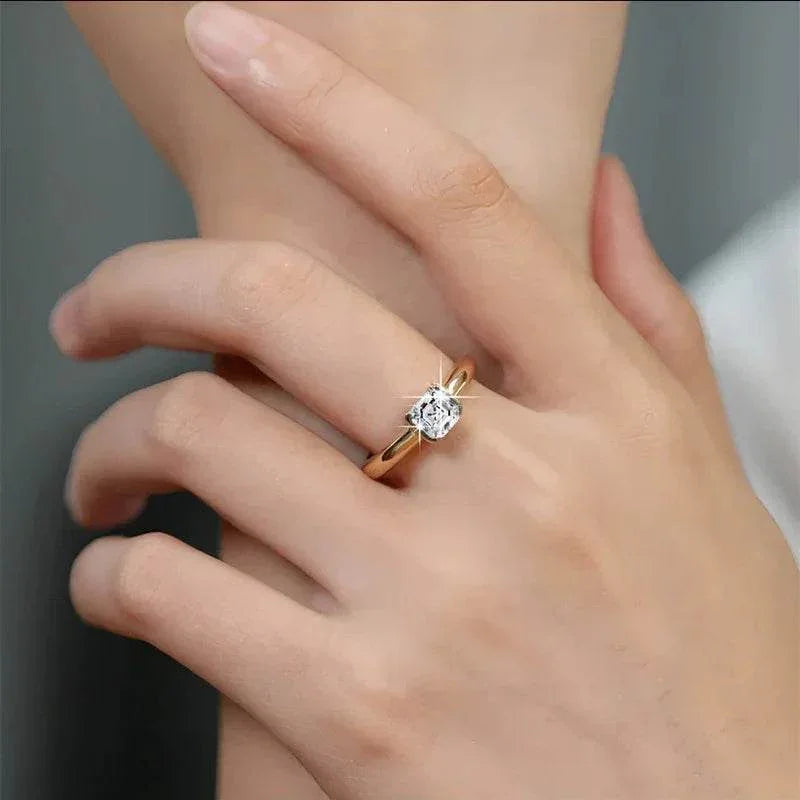 Pagoda Cut White Diamond 925 Silver Ring - ZA-Zola