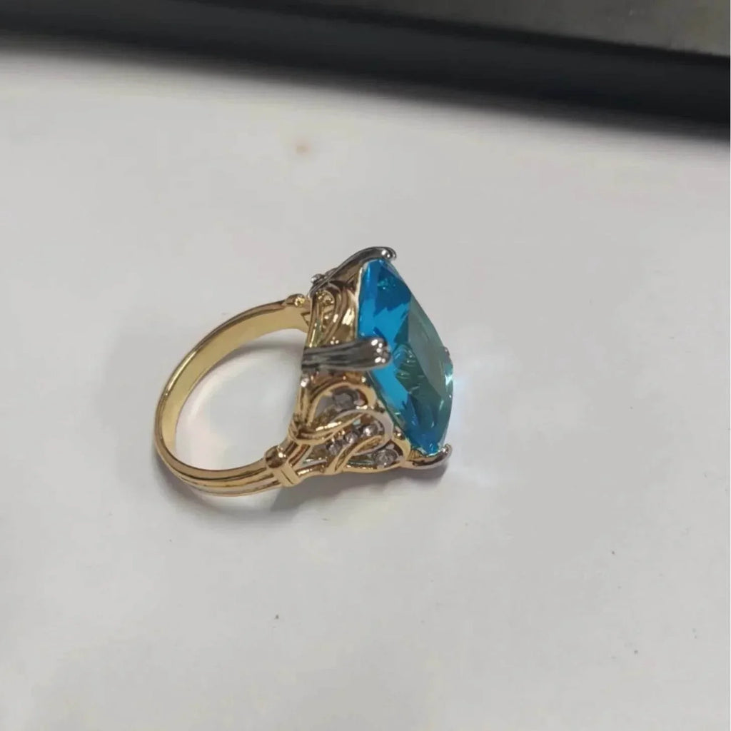 French Retro Geometric Zircon Ring | Gold Unisex Ring - ZA-Zola