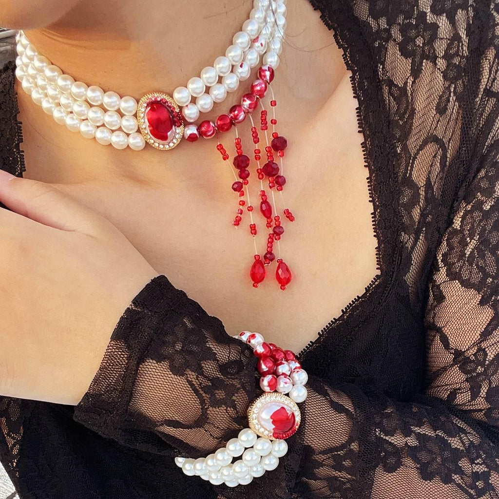 ZA-Zola Halloween Pearl Collar Jewelry Set - ZA-Zola
