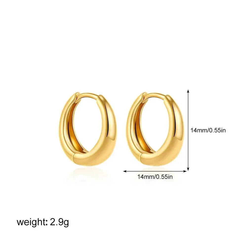 18K Gold Glossy Simple Hoop Earrings for Women - ZA-Zola