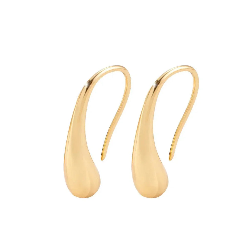 Glossy Geometric Drop Earrings for Women – Gold - ZA-Zola