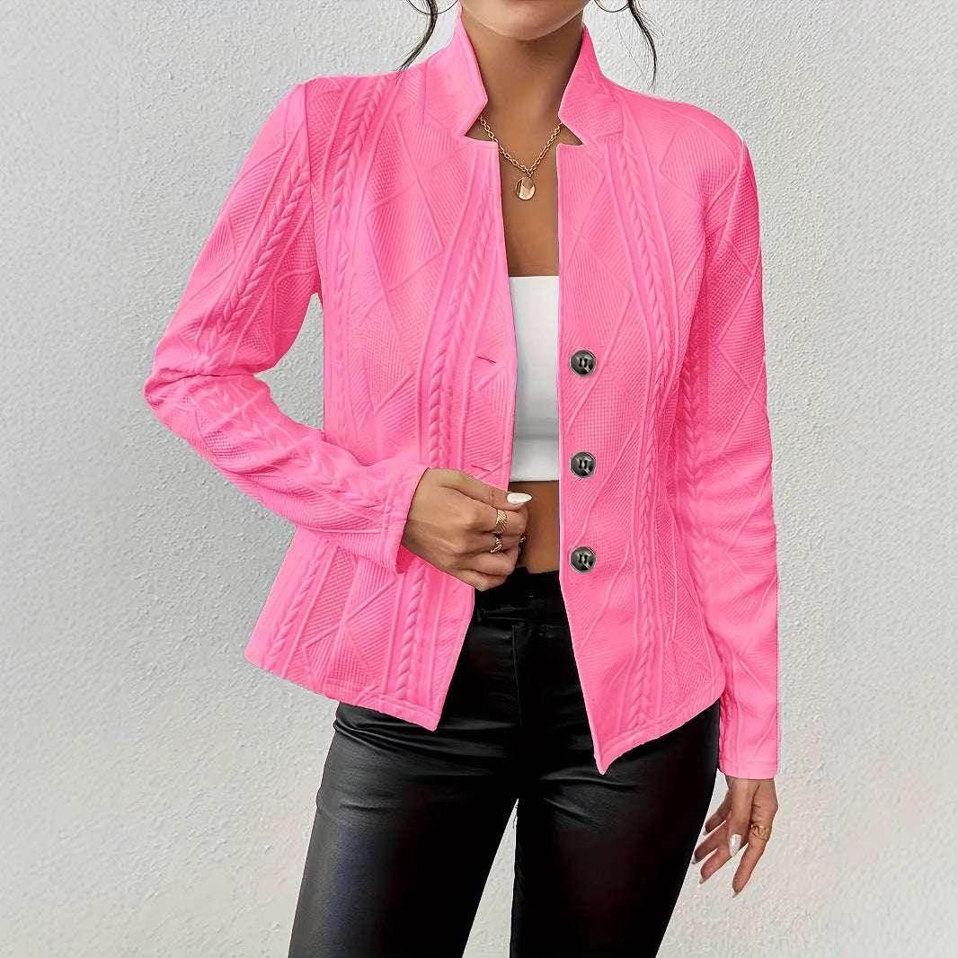 Women’s Slim Blazer Jacket with Stand Collar - ZA-Zola