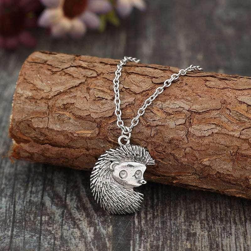 Retro Hedgehog Silver Pendant Necklace Unisex - ZA-Zola