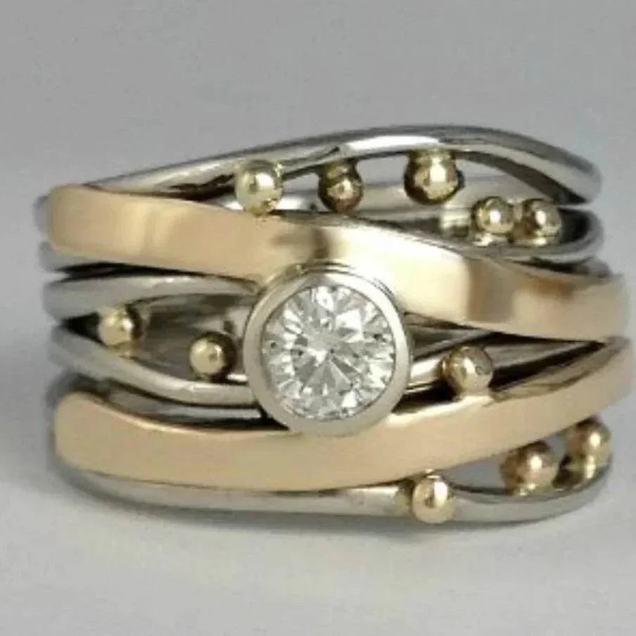 Retro Two-Tone Simple Stylish Women's Ring - ZA-Zola