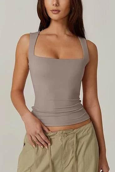 Square-Neck Slim Tank Top | Summer Sleeveless Style - ZA-Zola