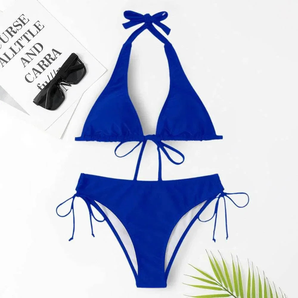 Sexy Solid Color Bikini | Strappy Swimsuit – Buy Now - ZA-Zola