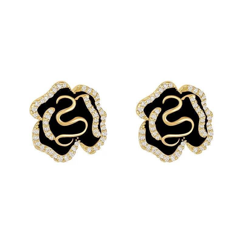 Sterling Silver Camellia Stud Earrings – Elegant - ZA-Zola