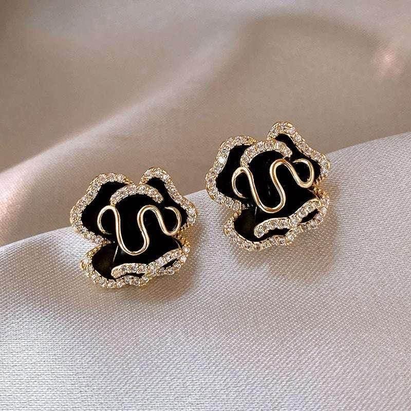 Sterling Silver Camellia Stud Earrings – Elegant - ZA-Zola