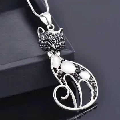 Crystal Cartoon Fox Cat Necklace – Opal Shine - ZA-Zola
