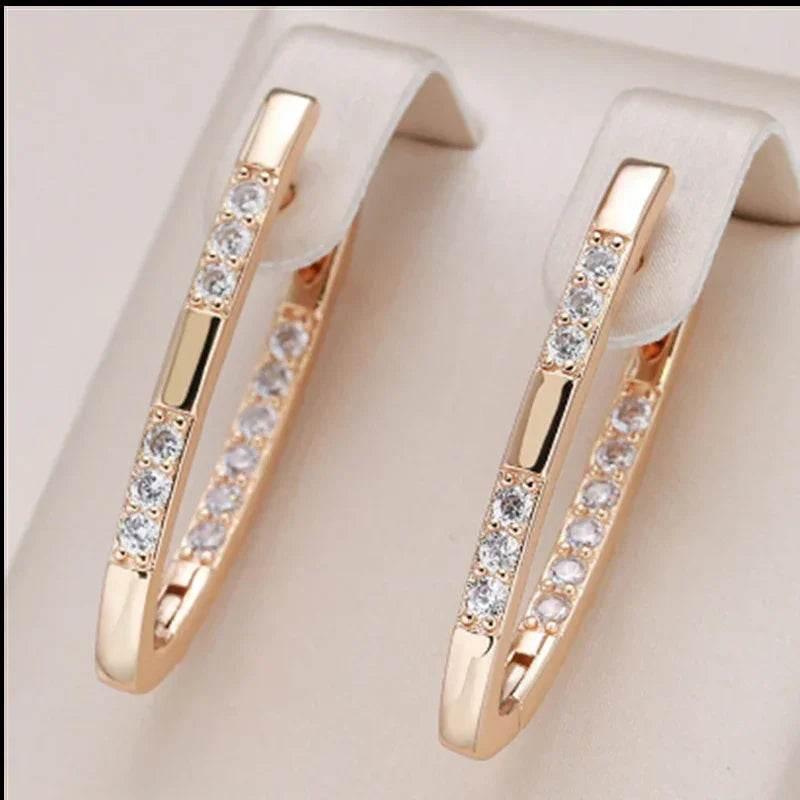 Rose Gold Zircon Petal Earrings for Women - ZA-Zola