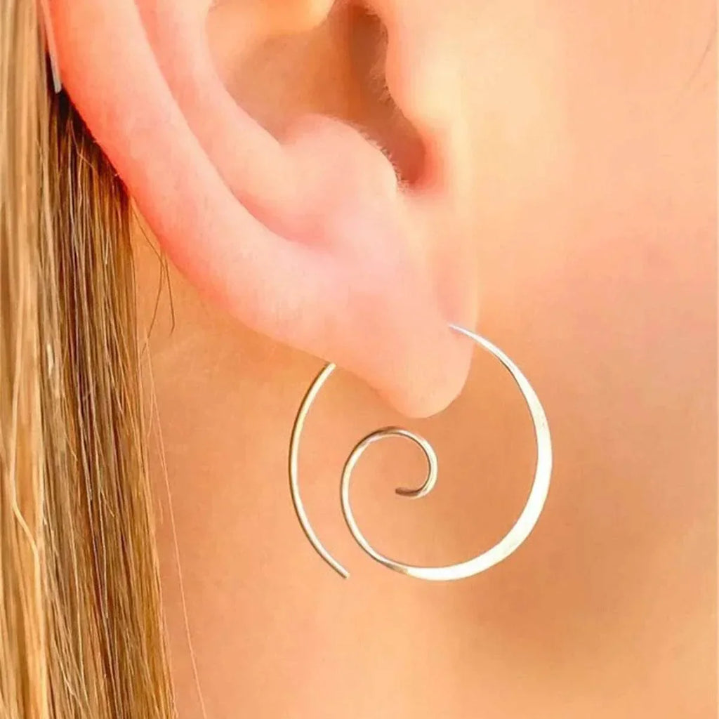 Wave Ripple Geometric Copper Stud Earrings - ZA-Zola